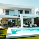 white and blue concrete building